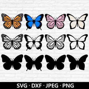 Schmetterling SVG Bundle, geschichteter Schmetterling Dxf, Schmetterlinge Vektor, Schmetterling Umriss Clipart, Monarchfalter Schnittdateien digitaler Download