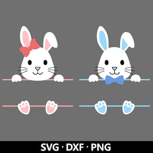 Hase Name Rahmen SVG, Hase Monogramm Rahmen Dxf, Hase Vektor, Ostern Clipart, Ostern Split Monogramm, Hase Schnittdateien digitaler Download