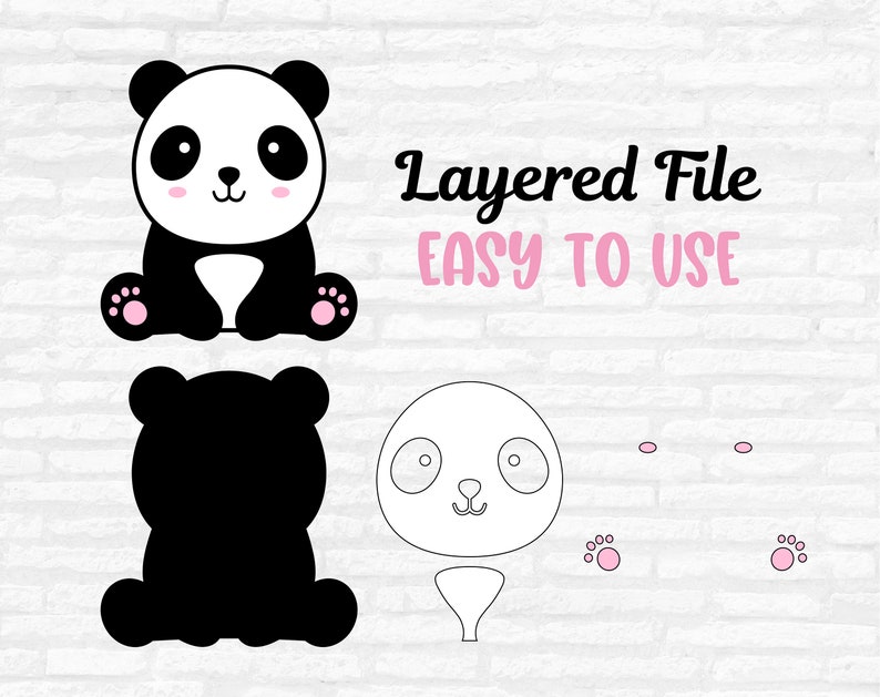 Cute Baby Panda Layered SVG Cuttable Baby Panda SVG Panda - Etsy