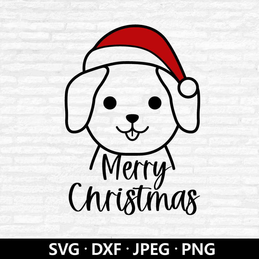 Christmas Dog SVG Dog Santa Hat Clipart Cricut Xmas Vector Etsy