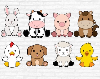 農場の動物のSVGバンドル：赤ちゃん動物のクリップアート、レイヤーカットファイル（デジタルダウンロード）
