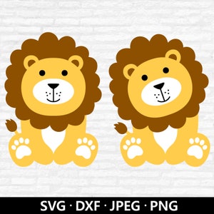 Arquivo SVG de leão bebê fofo, vetor de leão, camisa de menino para chá de bebê, arquivos em camadas de animais de safari, arquivos de corte de animais da selva Download digital