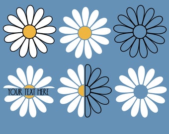 Daisy SVG, Daisy Split Monogram Svg, Flower Svg, Monogram Svg, Half Daisy Svg, Spring Svg, Daisy Cut File Cricut, Daisy Clipart