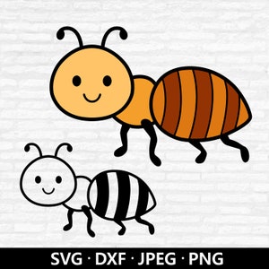 Cute Ant SVG, Ant Layered files, Insect Dxf Files, Cute Bugs Clipart, Baby Kids Shirt, Ants Vector, Ant Outline Cut files Download digital