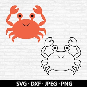 Cute Crab SVG, Sea Animals DXF. Crab Clipart, Baby Shower Shirt, Crab Outline Vector, Ocean Marine Beach Animal Cut files Digital Download