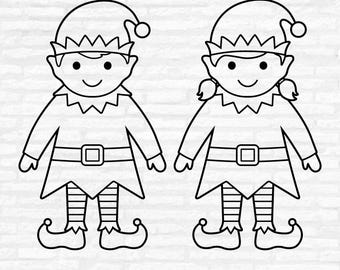 Elf Outline SVG: Christmas Ornament Clipart (Digital Download)