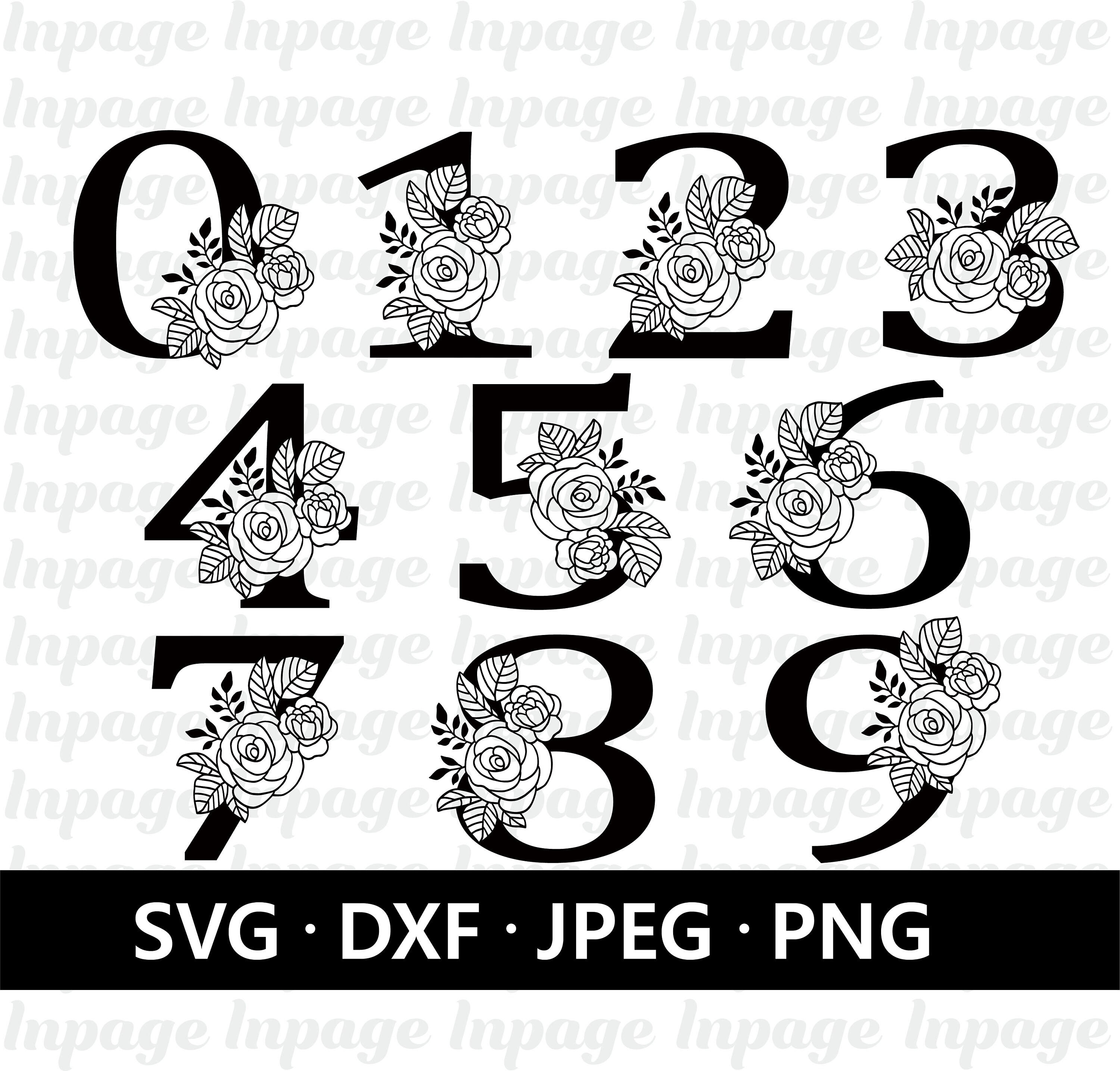 Rose Floral Numbers Svg Floral Number Svg Files for Etsy UK
