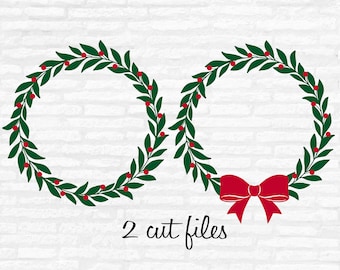 Holly Christmas Wreath SVG: Holiday Decor Cut Files (Digital Download)