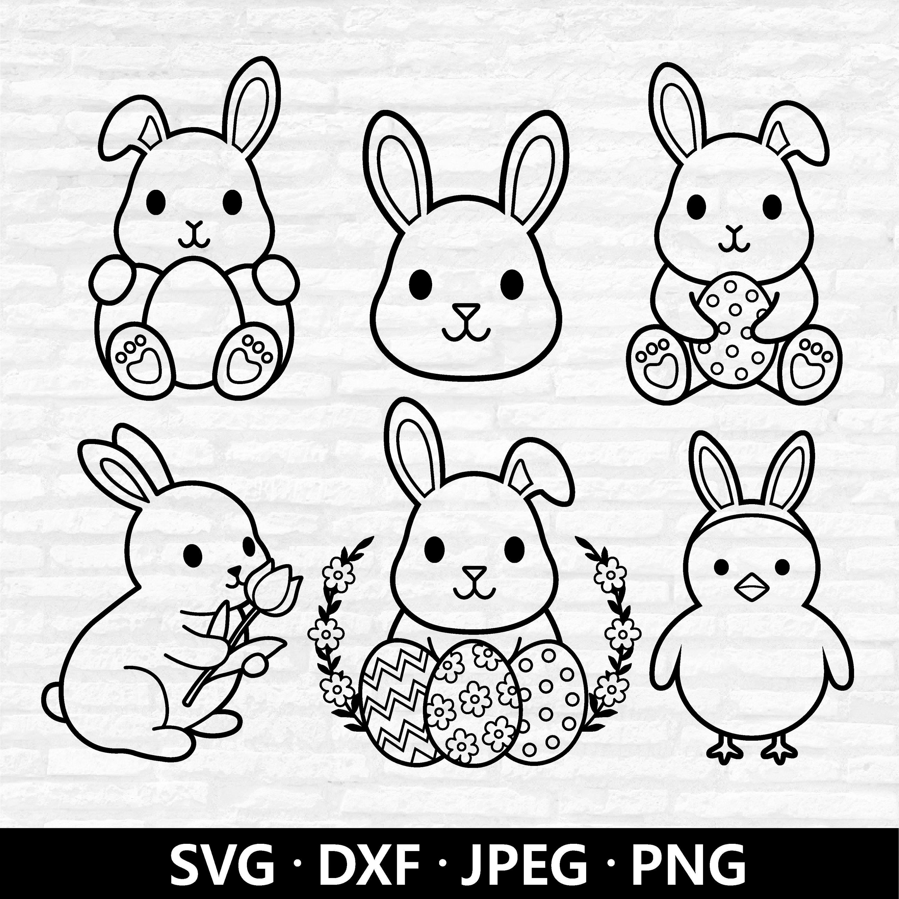 Easter Bunny SVG Bundle, Rabbit Clipart, Vector Cut Files (digital ...