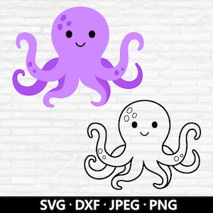 Niedliche Krake SVG, Meerestier SVG. Oktopus Clipart, Baby-Dusche-Shirt, Octopus Umriss, Ocean Marine Strand Tier geschnitten Dateien digitaler Download