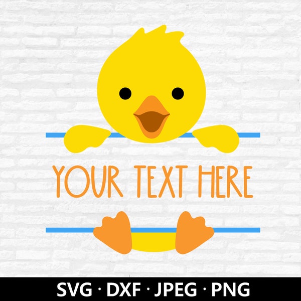 Canard Monogramme SVG, Bébé Canard SVG, Canard SVG, Fichier Cute Duck Cut pour Cricut, Canard jaune Svg, Baby Shower Nursery, Téléchargement numérique