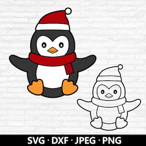 Christmas Penguin SVG. PNG. Cricut Cut Files, Silhouette