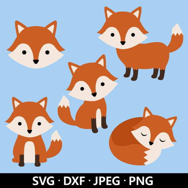 Cute Fox SVG, Woodland Animals Svg, Fox SVG Bundle, Sleeping Fox svg, Baby Fox Clipart, Nursery SVG, Fox vector Digital download