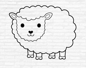 Sheep Outline SVG, Farm Animals Vector, Lamb Clipart,  Silhouette Cut File (Digital Download)