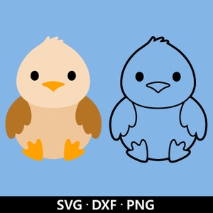 Lindo pájaro bebé SVG, gorrión clipart, vector de animales del bosque, animales sentados, camisa de baby shower PNG, archivos de corte de contorno de pájaro Descarga digital