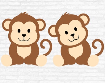 Monkey Clipart, Jungle Animal Layered SVG Cut files (Digital Download)