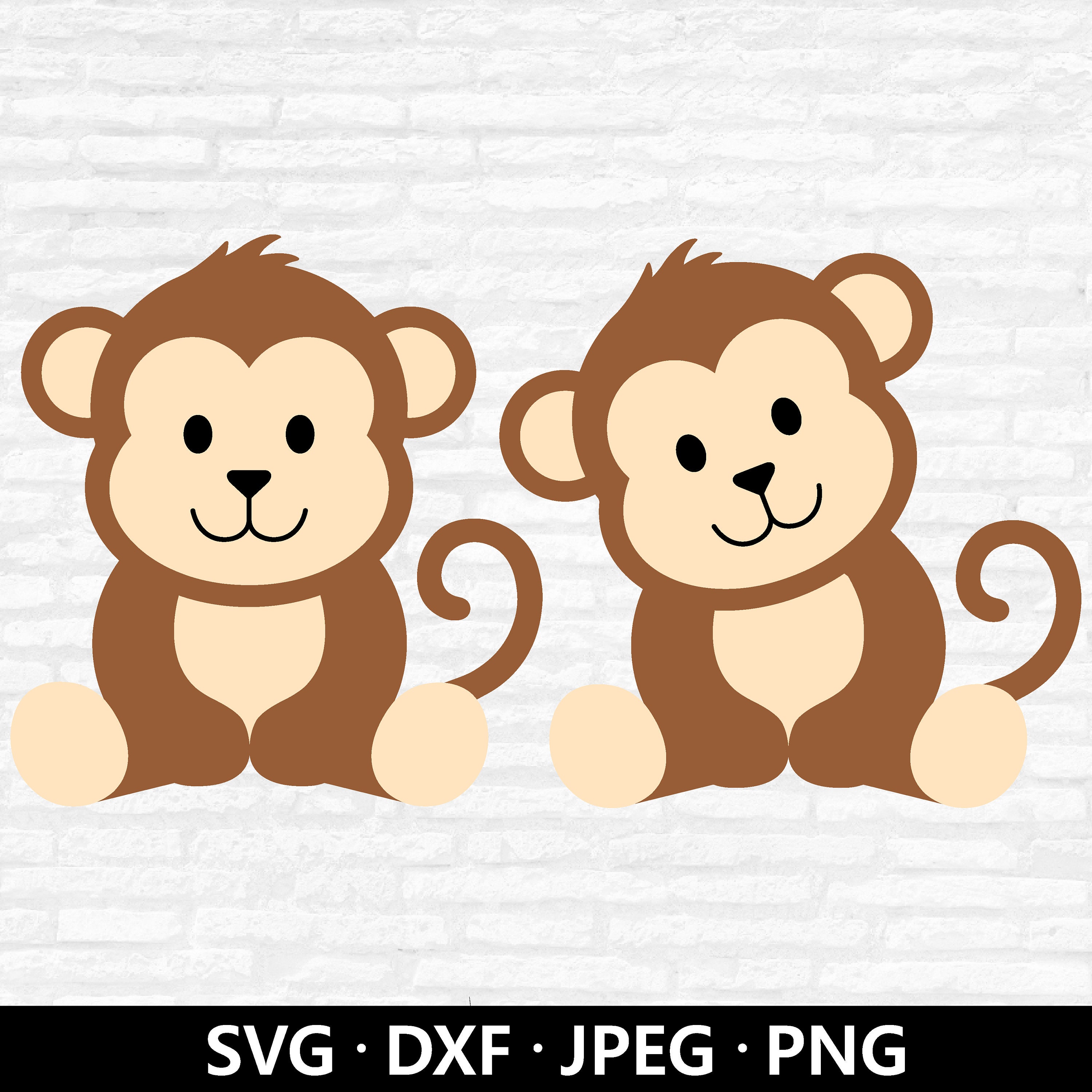 Cute Monkey Animal Flat PNG & SVG Design For T-Shirts