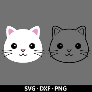 Kat gezicht SVG, kitten snijden bestand, schattige kat clipart, baby kat hoofd, kat gezicht overzicht vector, kattenliefhebber shirt, kat gesneden bestanden digitale download