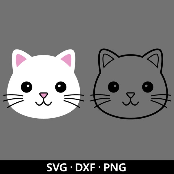 Cat Face SVG, Kitten cut file, Cute Kitty SVG, Baby cat head, Pet Svg, Cute cat face cut file, Cat Lover Svg, Cat SVG Files for Silhouette