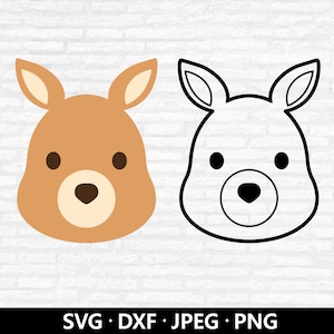 Visage de kangourou SVG, vecteur de kangourou, animaux de la jungle Png, svg animaux Australie. Clipart kangourou, kangourou mignon coupé fichiers en téléchargement numérique