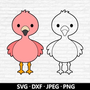 Baby Flamingo SVG: Tropical Clipart, Animal Vector (Digital Download)