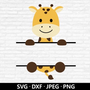 Giraffa Monogram SVG, Split Monogram Svg, Giraffa SVG, Cute Giraffe PNG, Baby Shower Shirt, Personalizza con nome Taglia file Download digitale