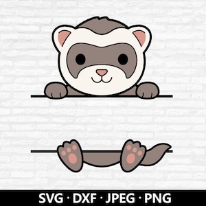 Frettchen Monogramm svg, Frettchen Clipart, Waldtiere svg, Name Rahmen svg, Split Monogramm svg, Anfertigen mit Namensschnittdateien digitaler Download