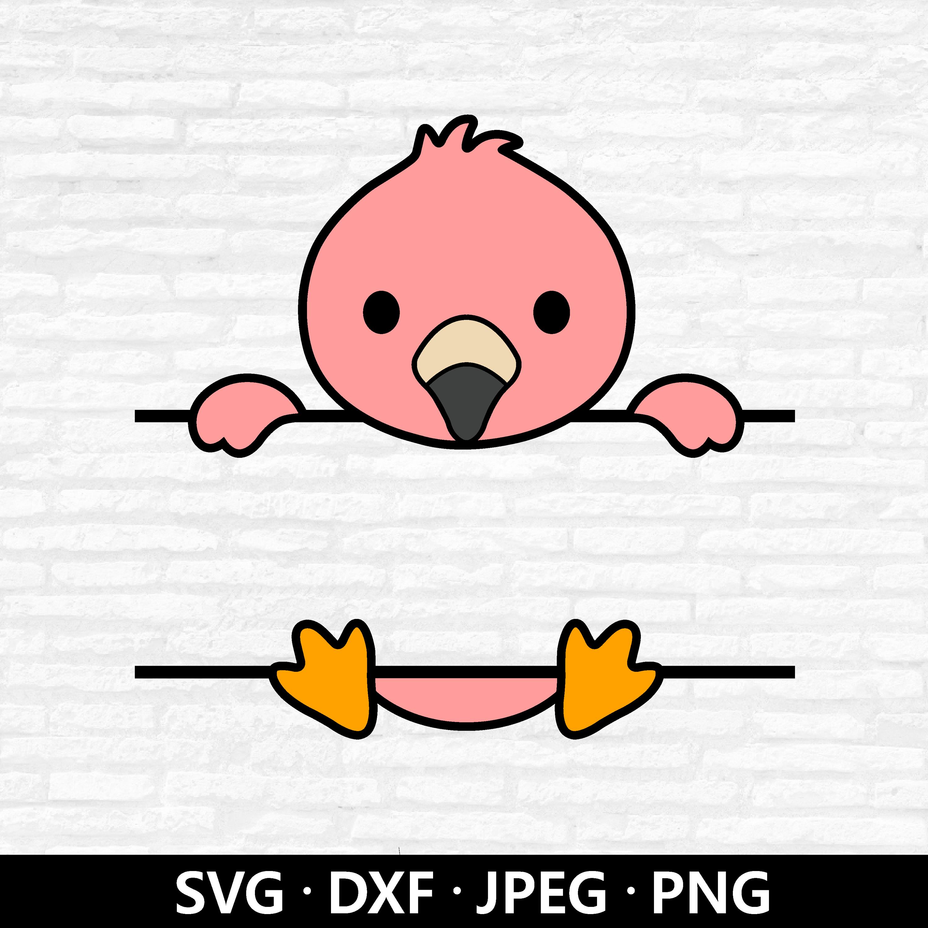 フラミンゴ⑅◡̈ Flamingo Monogram SVG Cut Files, Animal Name Frame Clipart