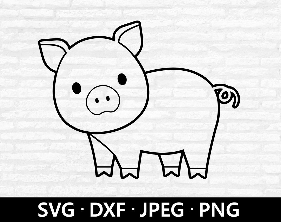 Pig Outline SVG Baby Pig Cut File Cute Pig Svg Animal Svg Etsy