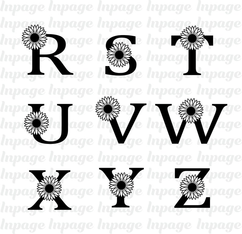 Sunflower Alphabet SVG: Floral Letters Vector, Flower Font Cut Files ...
