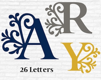 Flourish Monogram Letters SVG: Swirl Alphabet Cut Files (Digital Download)