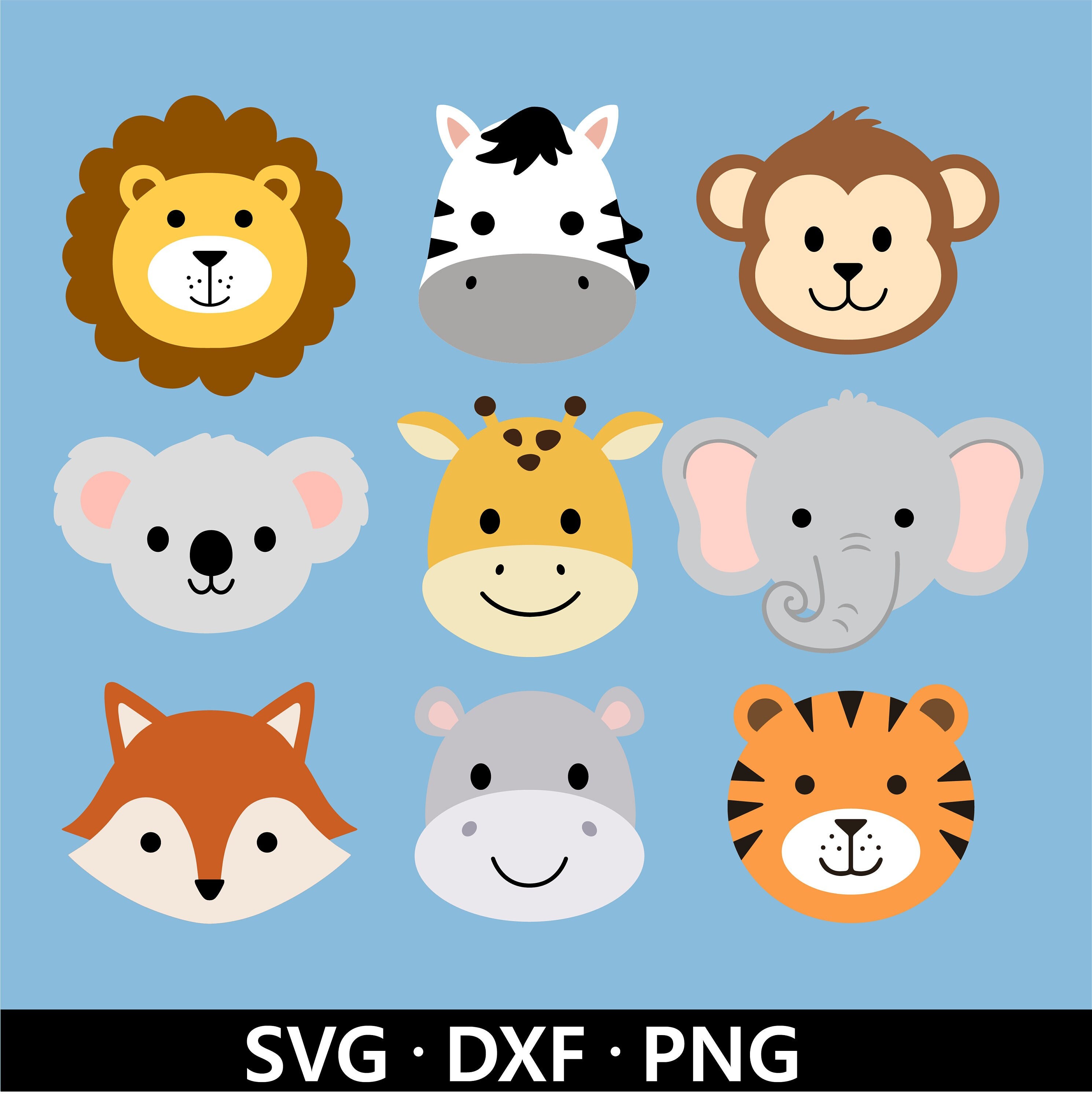 Safari Animal Face SVG Animal Face Svg Jungle Animal Head Etsy