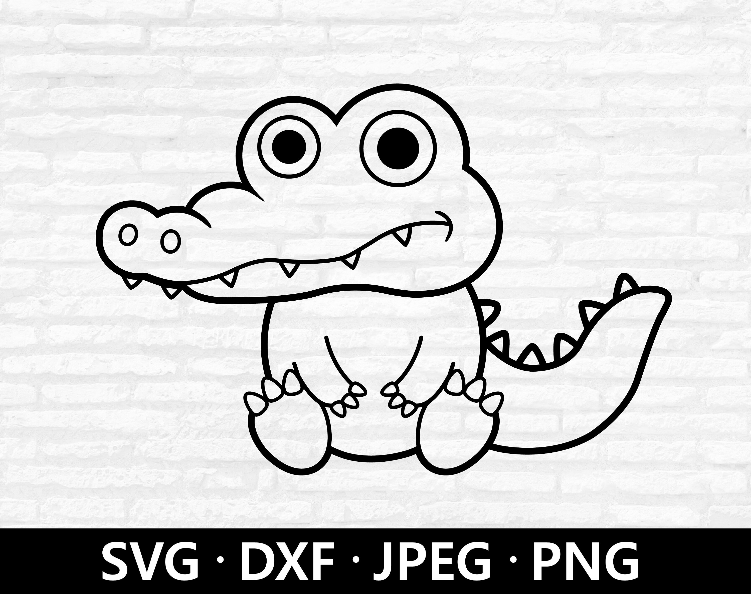 Alligator Outline SVG Cute Baby Crocodile SVG Crocodile Etsy Australia