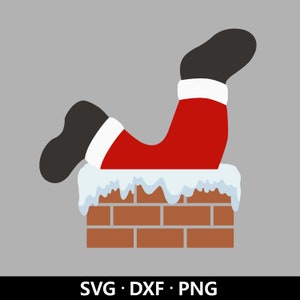 Santa Chimney SVG, Stuck Santa Legs SVG, Cute Christmas Funny Santa Clipart, Xmas Holiday Winter Papai Noel Corte arquivos Download digital