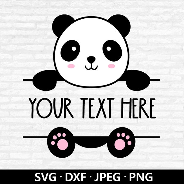 Panda monogramme SVG, SVG bébé panda découpé, fichier dxf svg Panda pour Cricut et Silhouette, fichiers Svg monogramme divisé, Panda coupe