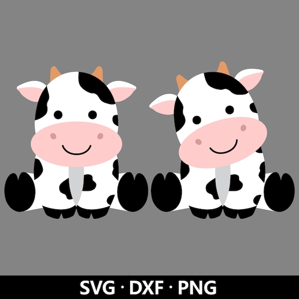 Baby cow svg, Cute cow svg, Cow svg, Cow clipart, Cow cartoon, Cow icon, Cut file, Boy Girls Cow birthday shirt PNG SVG Cut files