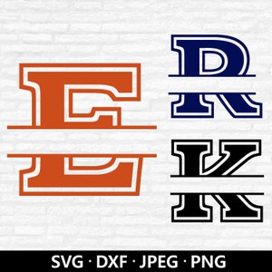 Varsity Split Monogram SVG, czcionka Sport Monogram Vector, Split monogram dxf, Varsity Letters Png, pliki Split letter Cut do pobrania cyfrowego