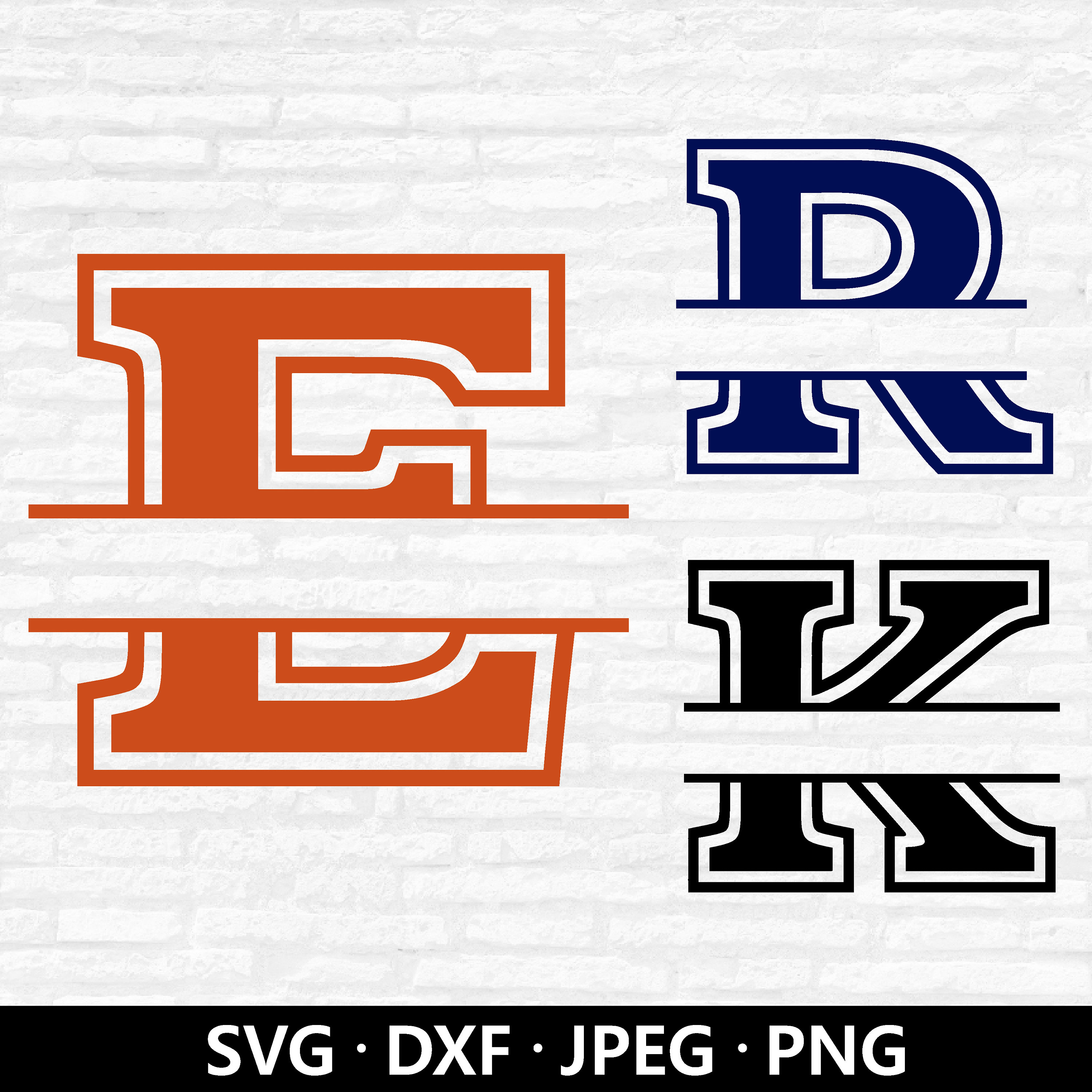 Varsity Split Monogram SVG: Sport Font Cut Files (digital Download) - Etsy