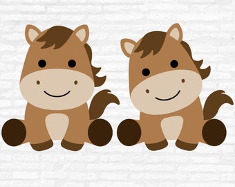Baby Horse SVG Cut files: Farmhouse Clipart, Nursery Animal Shirt (Digital Download)