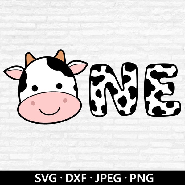 Cow One Birthday SVG, 1st Birthday SVG, I am One Svg, Cow Birthday Cut files for Cricut, Birthday party shirt PNG Instant download