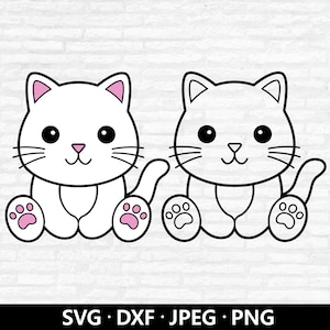 Kat SVG, schattige kat snijden bestand, baby kat SVG, kitten clipart, baby kindershirt png, kat vector, kat overzicht, kat gesneden bestanden digitale download