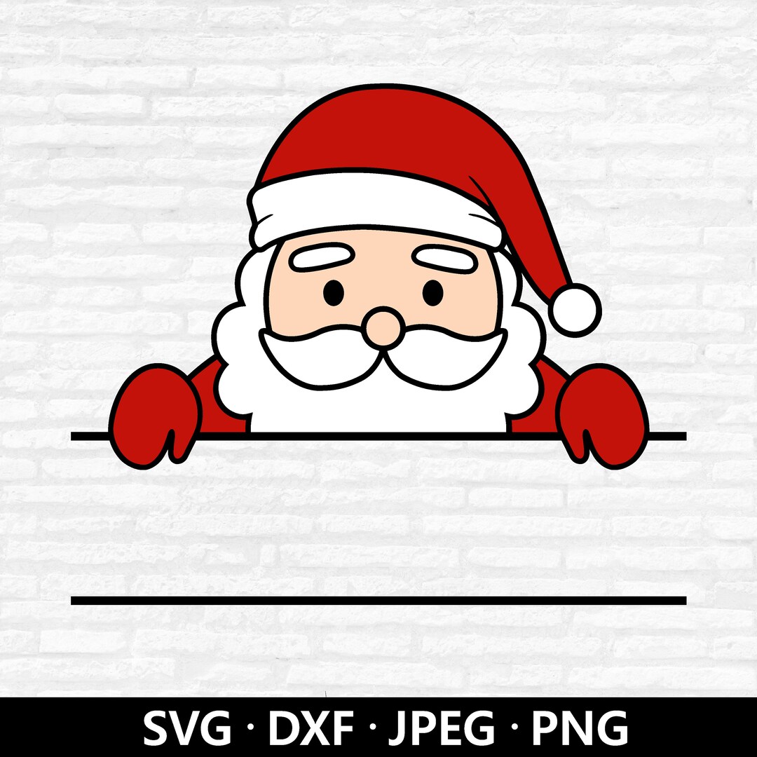 Santa Split Monogram SVG: Christmas Name Frame Cut File (digital