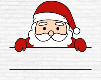 Santa Split Monogram SVG: Christmas Name Frame Cut File (Digital Download)