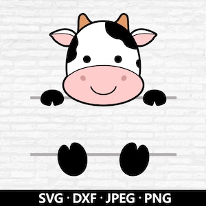 Monograma de vaca SVG, Baby Cow SVG, arquivo de corte de vaca fofa, monograma dividido SVG, camisa de chá de bebê, personalizar com nome Arquivos de corte Download digital
