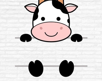 Cow Monogram SVG, Baby Cow SVG, Cute Cow cut file, Split monogram SVG, Baby Shower Shirt, Customize with name Cut files Digital Download