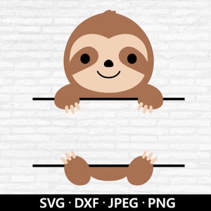Luiaard monogram SVG, clipart gesplitst, schattig shirt luiaard shirt SVG, gesplitste monogram SVG, dierlijke naam frame dxf, luiaard gesneden bestanden digitale download