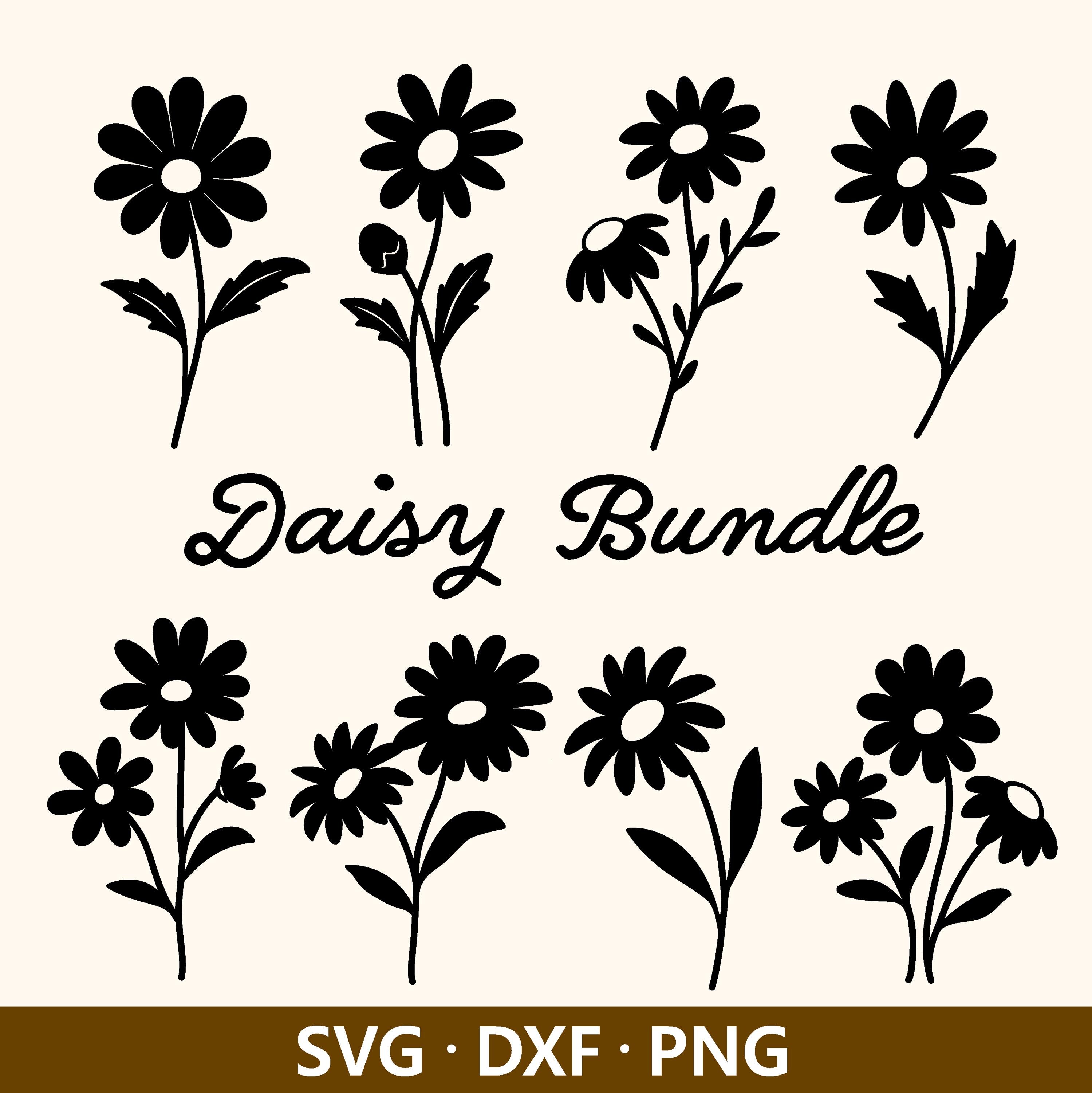 Daisy Flower SVG Bundle, Spring Birth Month Clipart PNG, Floral Cut ...