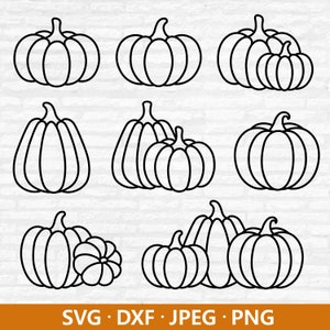 Pumpkin Outline SVG Bundle: Halloween, Fall Clipart (Digital Download)