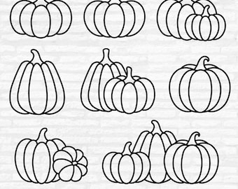 Pumpkin Outline SVG Bundle: Halloween, Fall Clipart (Digital Download)