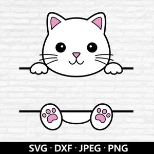Katze Split-Monogramm-Svg, süße Katzen-Svg, Katze Schichtdatei, Baby Tier Clip Art, Kätzchen-Svg, Katzenname Rahmen Label Schnittdateien digitaler Download